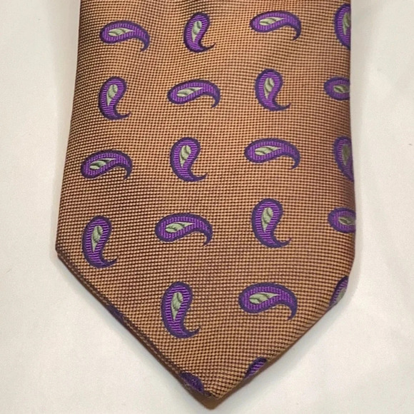 Vintage Miller Brothers Ltd. Rust & Purple Paisley Print 100% Silk Tie - Picture 1 of 4